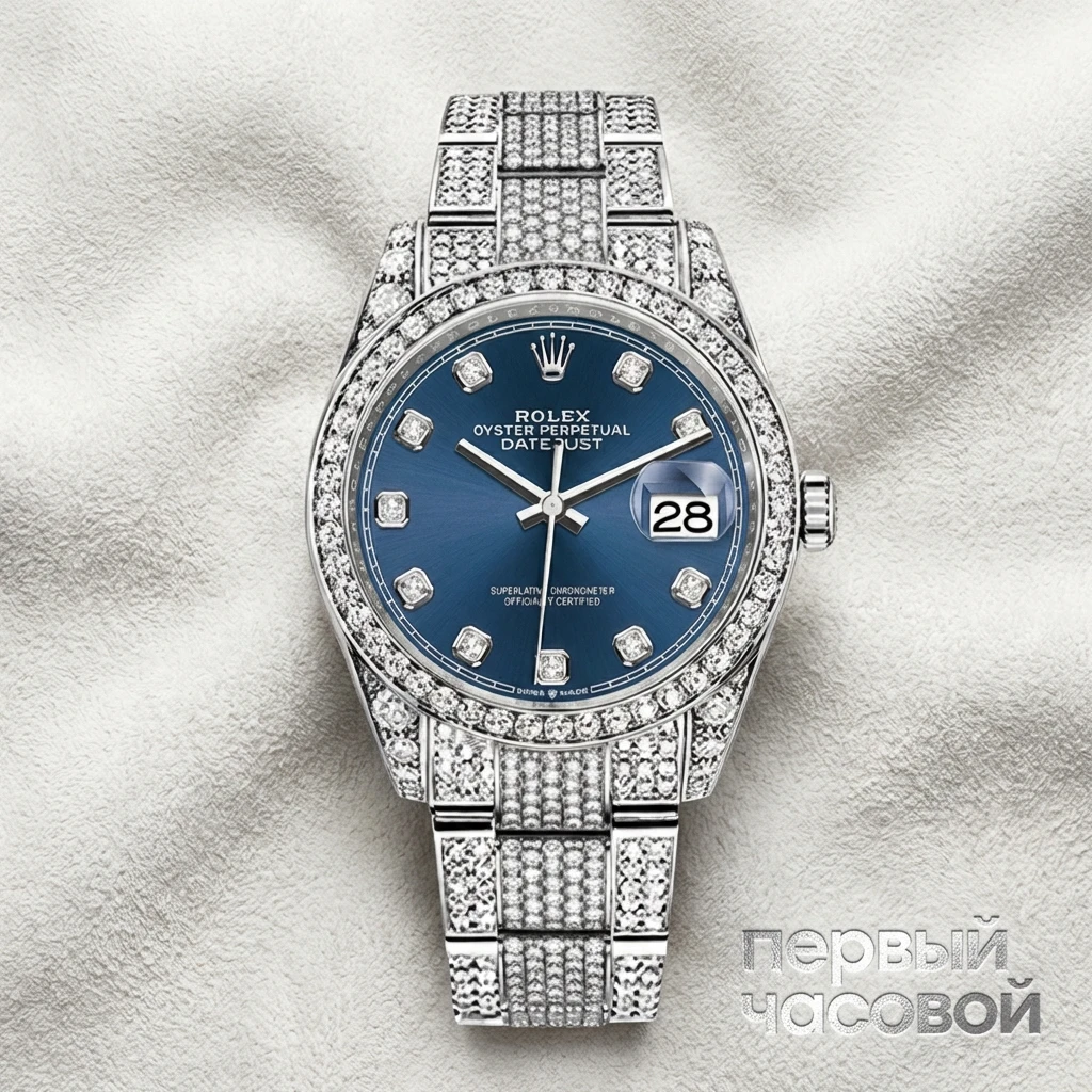 Rolex Datejust 36 mm Custom Diamonds Pave Blue 126200-FIX