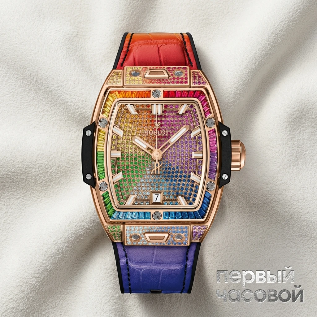 Купить элитные часы Hublot Shaped Spirit Of Big Bang King Gold Rainbow 662.OX.9900.LR.0999: в наличии в Москве!