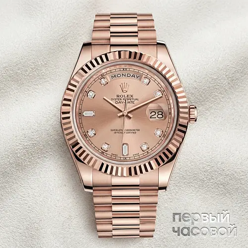 Day-Date II President Everose Gold Pink Dial Diamonds Index