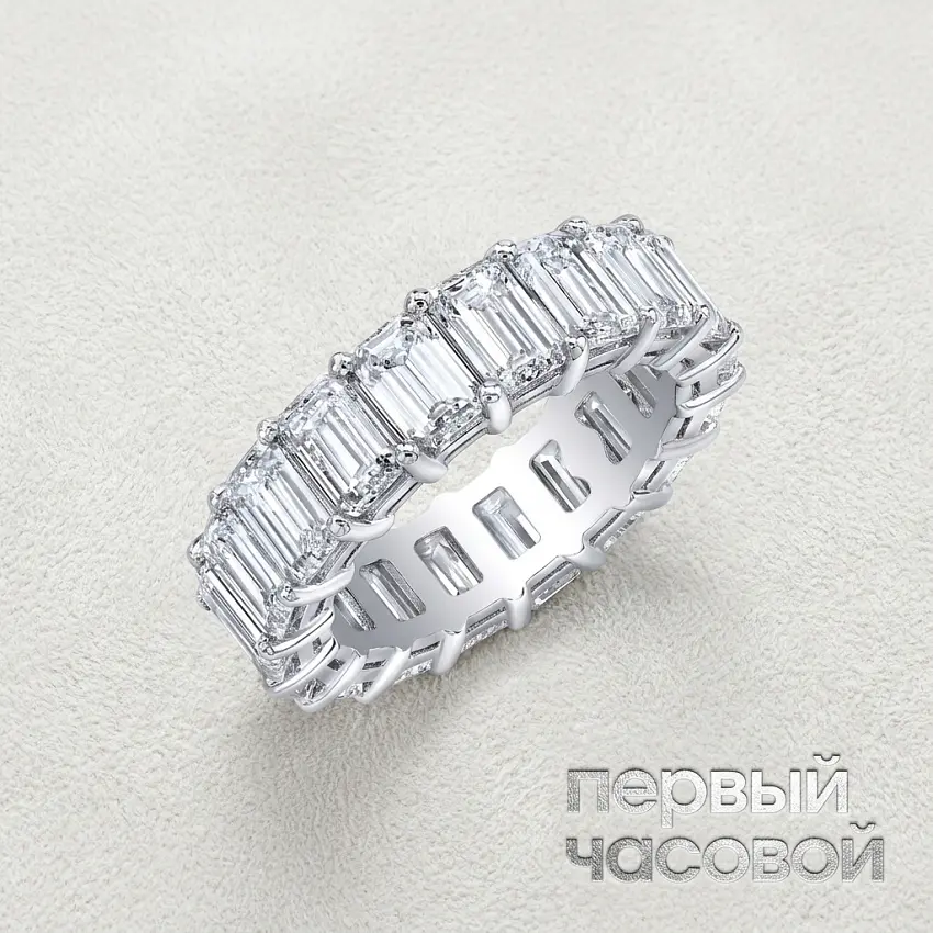 Кольцо Eternity с бриллиантами огранки «изумруд» 8,55 ct G-H/VS
