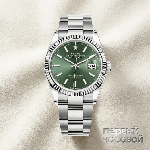 Datejust 36mm Steel & White Gold Mint Green Dial