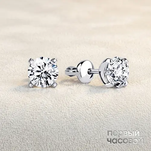 Серьги 1,00/1,02 ct. I/Si1 (3 Excellent) Round Diamonds