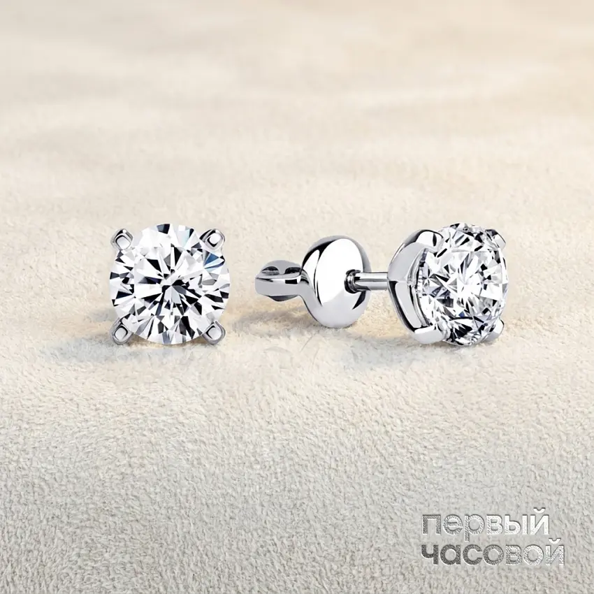 Серьги с бриллиантами 1,00/1,02 ct I/SI1 (3 Excellent) Round Diamonds