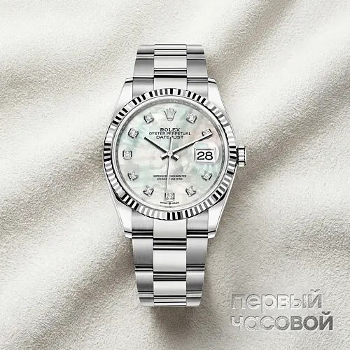 Datejust 36Mm Steel & White Gold Diamonds Mother Of Pearl