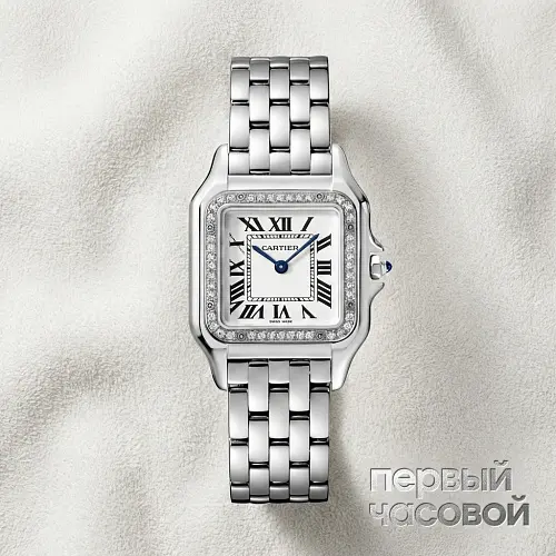 Panthere Medium Steel and Diamonds