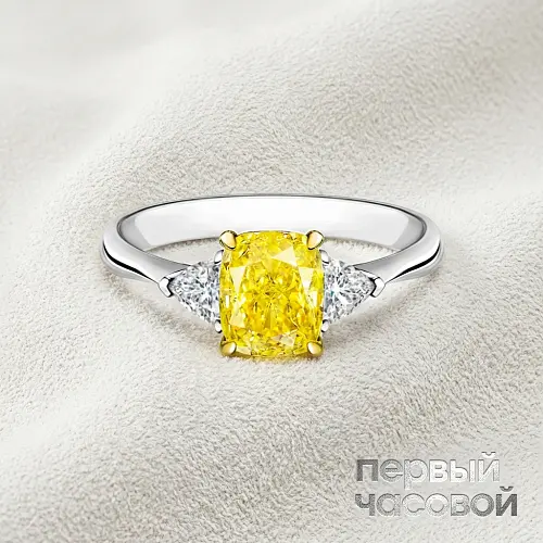 Кольцо с бриллиантом 1,11 ct. Fancy Yellow/ VVS2 "Lucky Number"