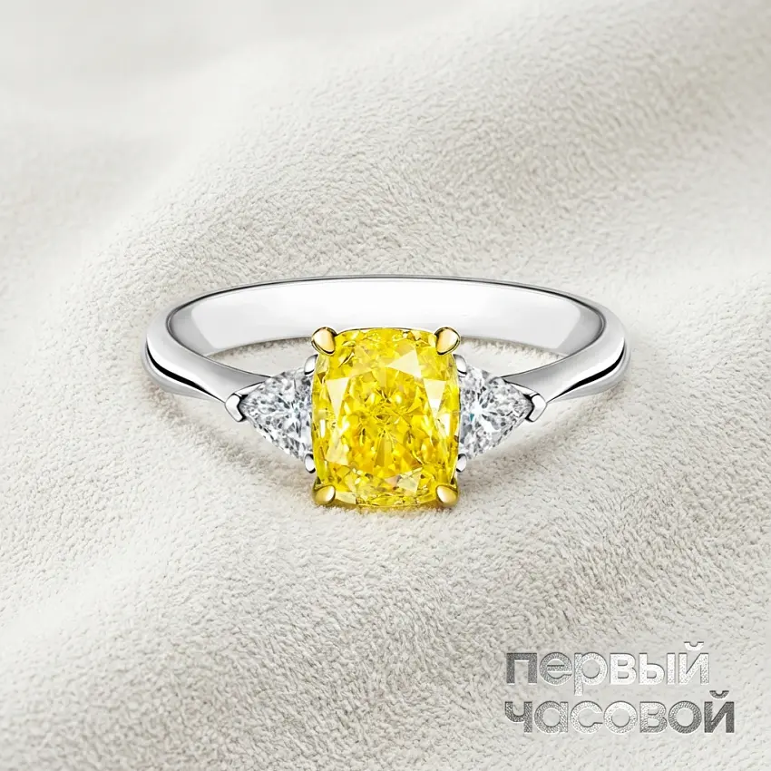 Кольцо с бриллиантом 1,11 ct. Fancy Yellow/ VVS2 "Lucky Number"