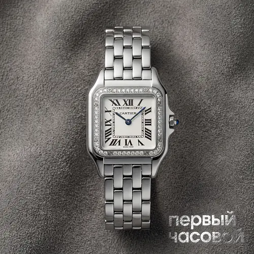 Panthere Medium Steel And Diamonds