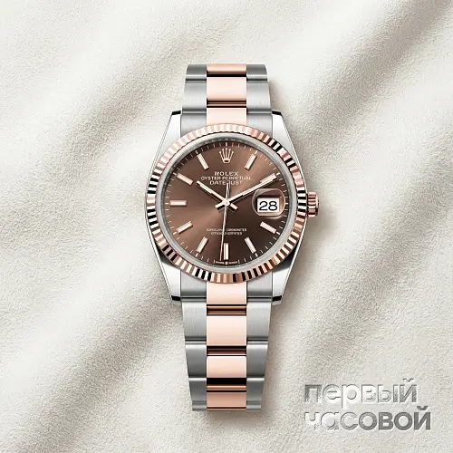 Oyster Perpetual Datejust 36 Mm Rolesor Oystersteel And Rose Gold Chocolate Dial