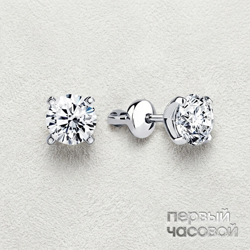 Серьги 1,01/1,01 ct. I/Si2 (3 Excellent) Round Diamonds