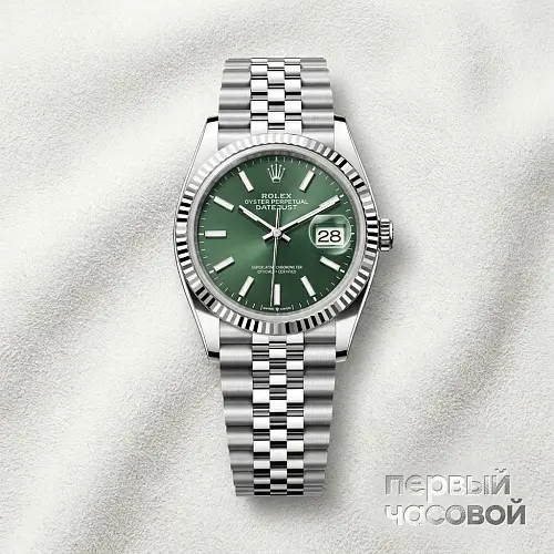Datejust 36mm Steel & White Gold Green Ombre Dial