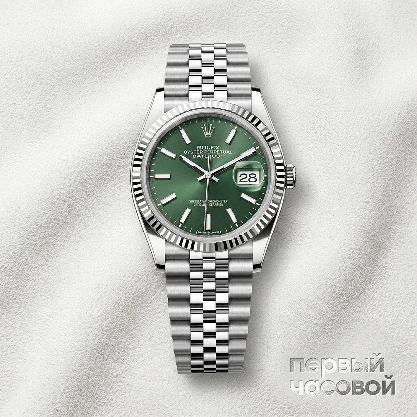Datejust 36mm Steel & White Gold Green Ombre Dial