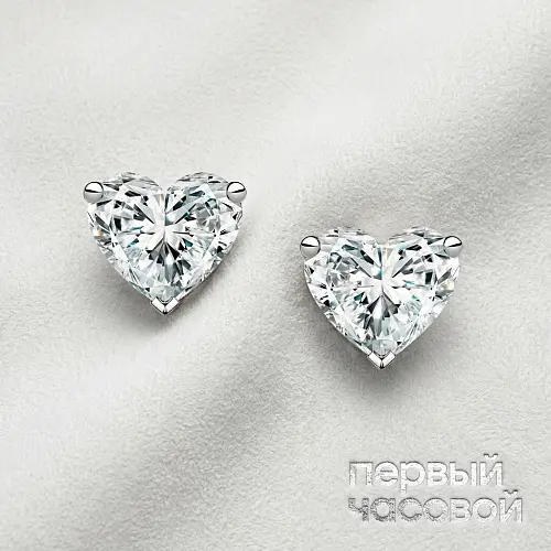 Серьги 1,01/1,01 ct. K/VS1 (Heart Diamonds)