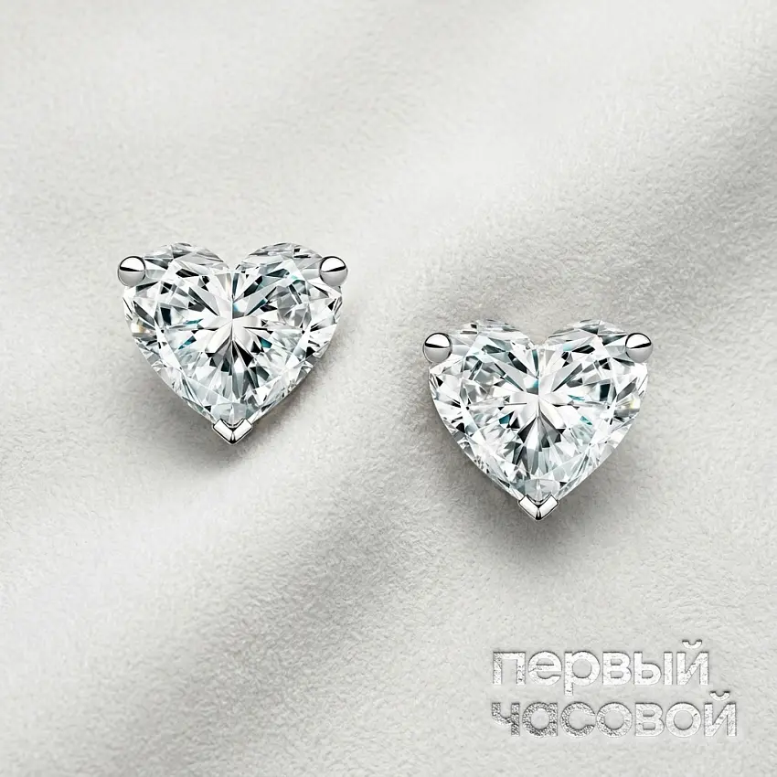 Серьги 1,01/1,01 ct. K/VS1 (Heart Diamonds)