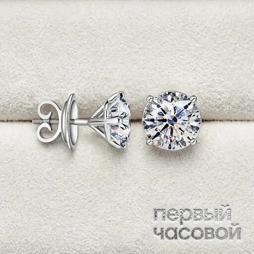 Серьги 3,26/3,32 ct. L/VS2 (3 Excellent) Round Diamonds