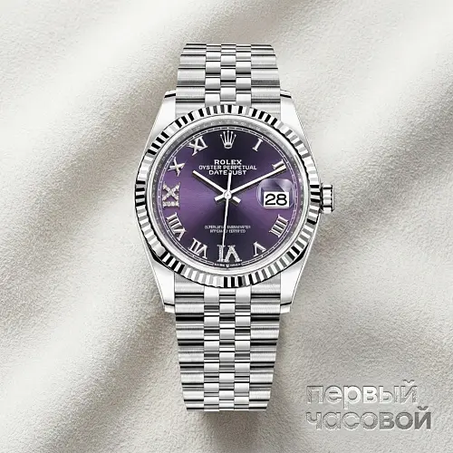 Datejust 36Mm Steel & White Gold Purple Dial Oyster