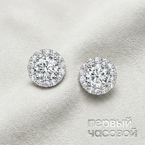 Серьги с бриллиантами 0,50/0,50 ct. D/VVS1 (3 Excellent)