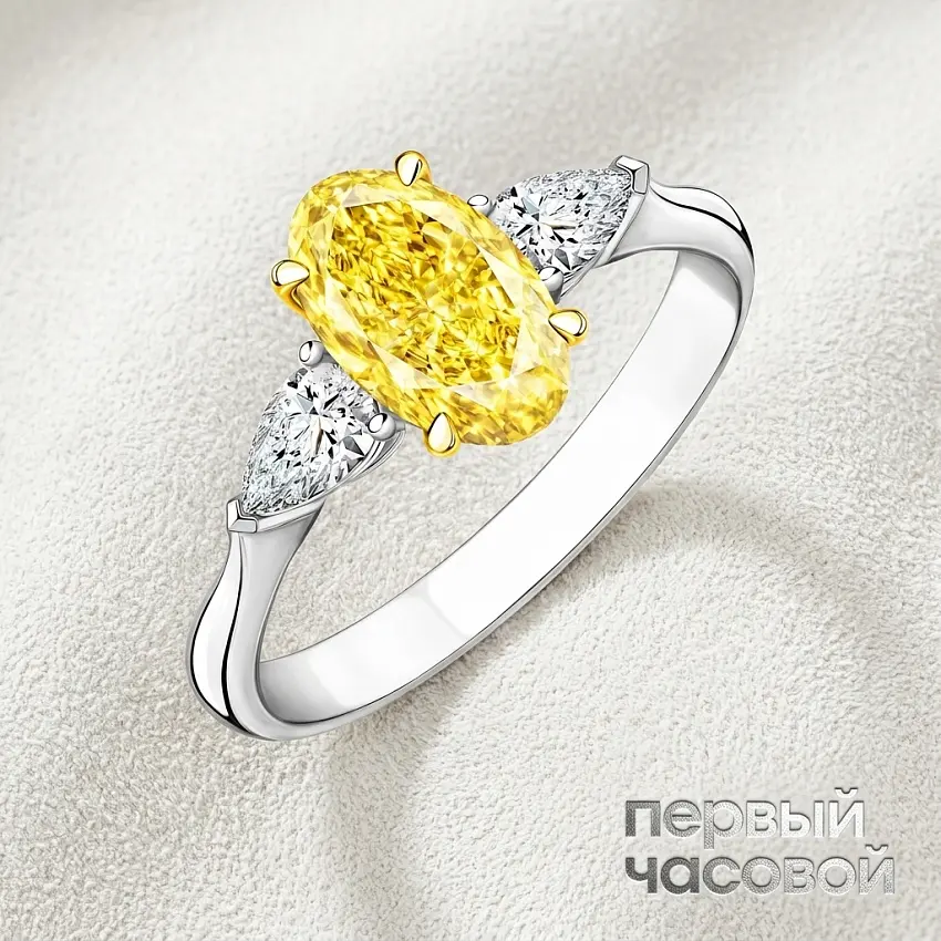 Кольцо с бриллиантом 2,68 ct Fancy Light Yellow/VS1