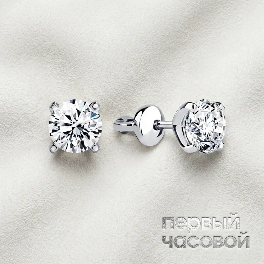 Серьги 1,01/1,01 ct. F/Si1 (3 Excellent) Round Diamonds
