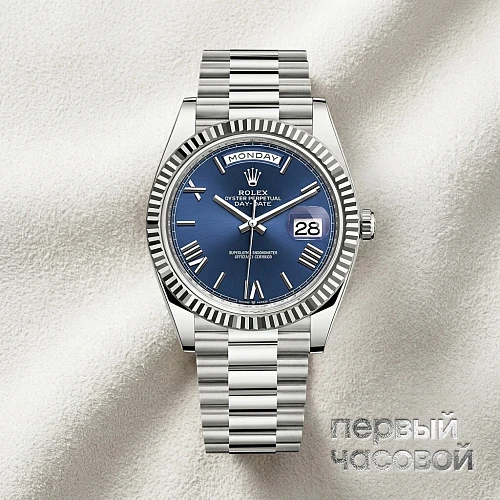 Oyster Perpetual Day-Date 40Mm White Gold Blue Dial