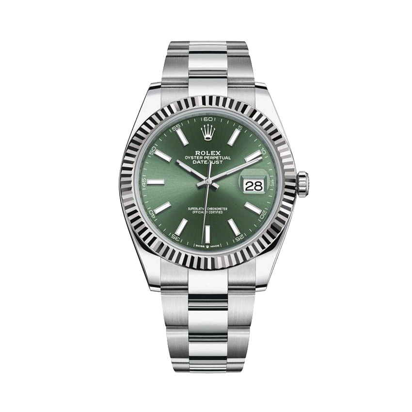 Datejust 41mm Steel & White Gold Mint Green Dial