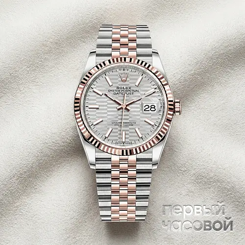 DATEJUST 36MM STEEL & EVEROSE GOLD FLUTED MOTIF