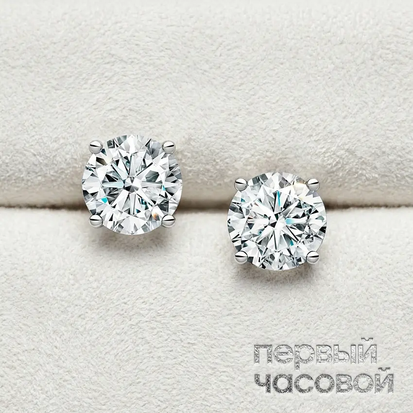 Серьги с бриллиантами 0,70/0,70 ct F/VS2 "Round Diamonds"