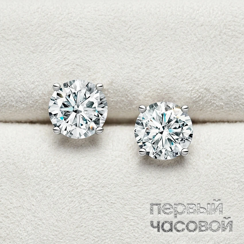Серьги 0,70/,70 ct. F/VS2 "Round Diamonds"