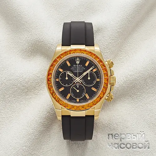 Тюнинг Daytona 116588Saco Yellow Gold Orange Sapphire Bezel Black Diamond Dial