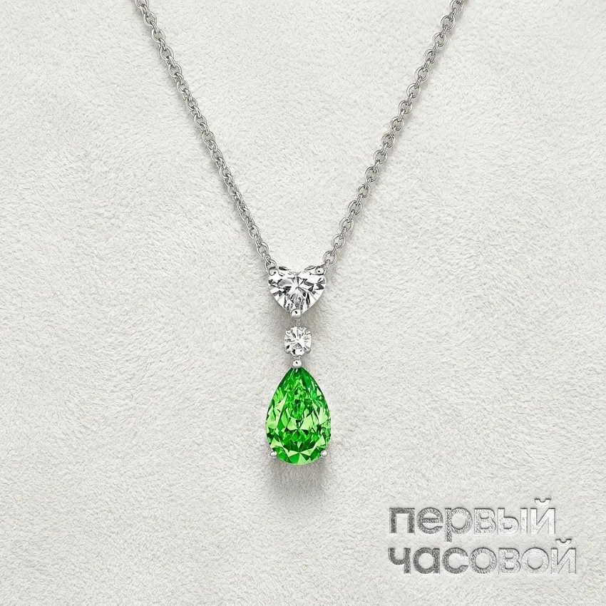 Колье с бриллиантами 1,41 ct Fancy Light Brownish Greenish Yellow/VS1
