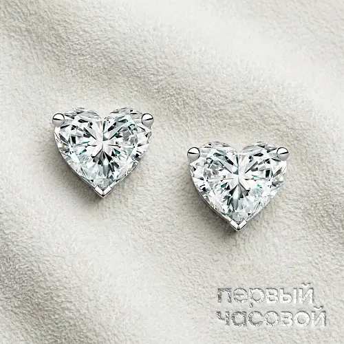 Серьги 1,01/1,01 ct. G-H/VVS2-VS1 (Heart Diamonds)