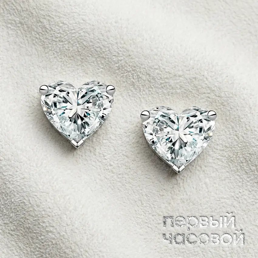 Серьги 1,01/1,01 ct. G-H/VVS2-VS1 (Heart Diamonds)