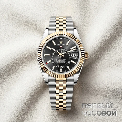 Sky-Dweller 42Mm Steel And Yellow Black Dial