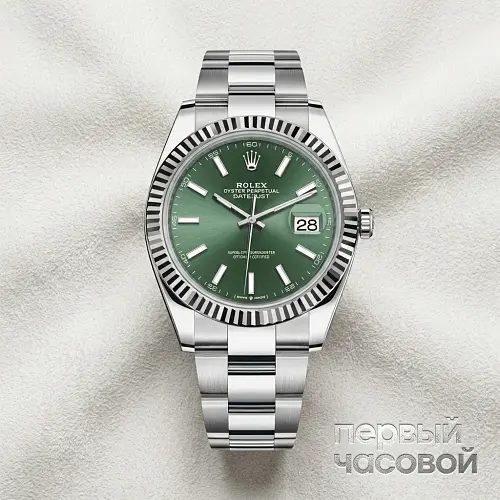 Datejust 41mm Steel & White Gold Mint Green Dial