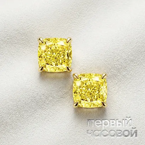 Серьги с бриллиантами 1,07/1,08 ct. Fancy Light Yellow/IF-VVS1