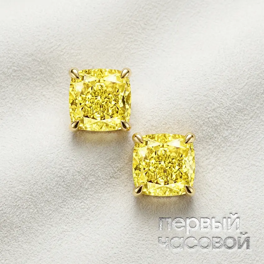 Серьги с бриллиантами 1,07/1,08 ct. Fancy Light Yellow/IF-VVS1