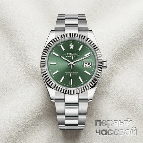 Datejust 41Mm Steel & White Gold Mint Green Dial