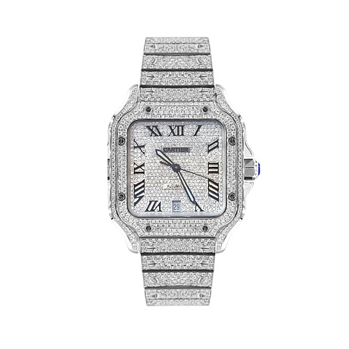 Santos De Cartier Custom Full Pave Diamond