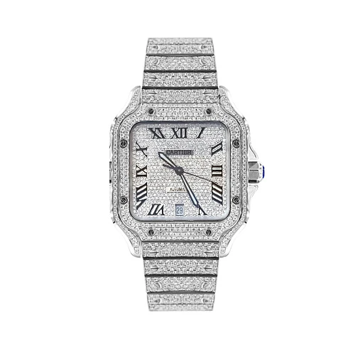 Santos De Cartier Custom Full Pave Diamond