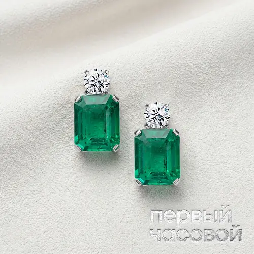 Серьги С Изумрудами 3,52/4,07 Ct. Green (Colombia)