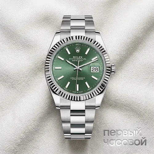 Datejust 41Mm Steel & White Gold Mint Green Dial