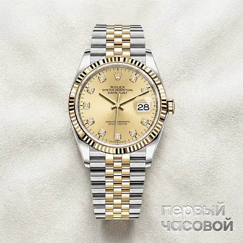 Datejust 36Mm Steel & Yellow Gold Motif Dial Diamond Index