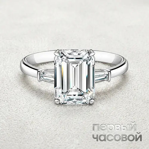 Кольцо с бриллиантом 5,20 ct. H/VVS2 "Emerald Сut"
