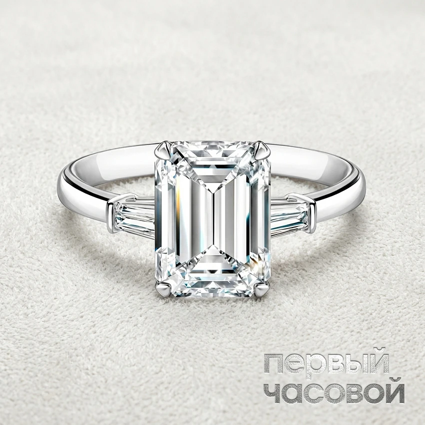 Кольцо с бриллиантом 5,20 ct. H/VVS2 "Emerald Сut"