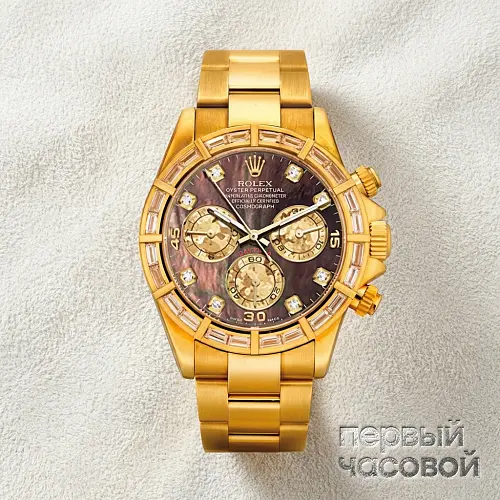 Cosmograph Daytona 40mm Yellow Gold MOP Dial Baguette Diamonds