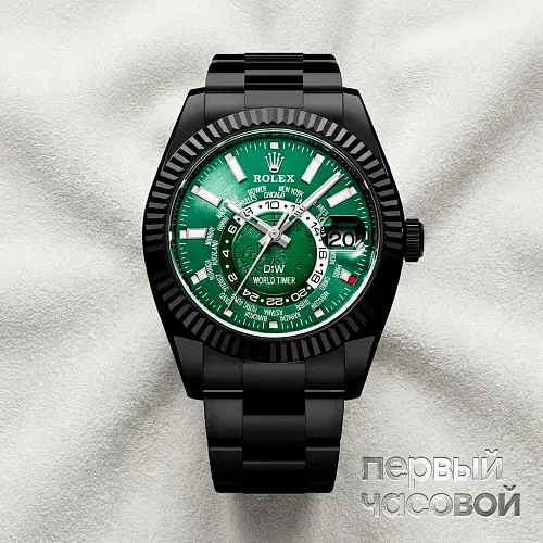 Rolex World Timer Black Dlc Green