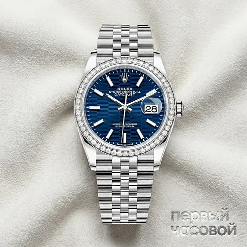 OYSTER PERPETUAL DATEJUST 36 OYSTERSTEEL  and White Gold Diamonds Bezel Flutted Motif
