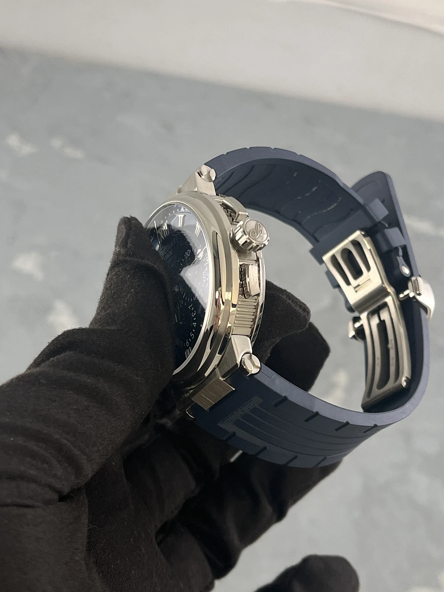 Купить элитные часы Breguet Marine Chronograph White Gold Blue Dial 5527 5527BB/Y2/5WV: в наличии в Москве!
