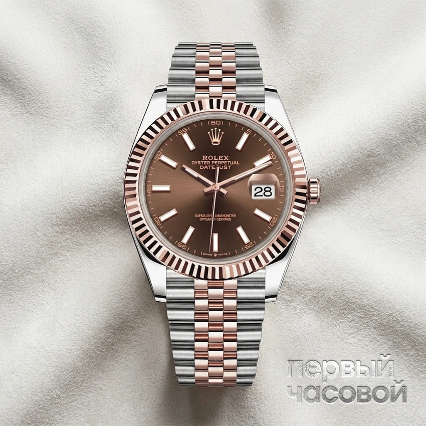 Datejust 41Mm Steel Rose Gold Chocolate Dial