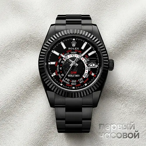 Rolex World Timer Black Dlc Red